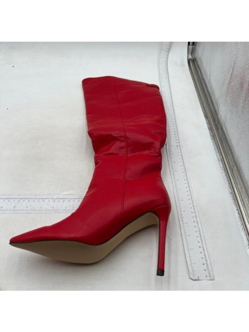 Knee High Boots Women Pointed Toe Stiletto Boots High Heel Long Boots Red Shoes